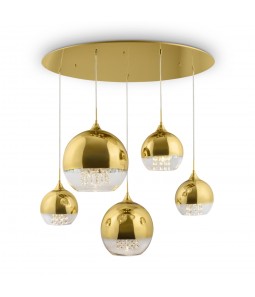 Griestu lampa Maytoni Fermi kolekcija zelta krāsā ar kristāliem 5xE27 P140-PL-170-5-G