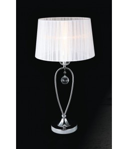 Griestu lampa Italux Vivien kolekcija hroma krāsā ar baltu abažūru un kristāliem 1xE14 MTM1637-1W