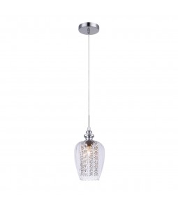 Griestu lampa Italux Pirita kolekcija hroma krāsā ar stikla kupolu un kristāliem Ø14cm 1xE14 MDM2286/1C CR