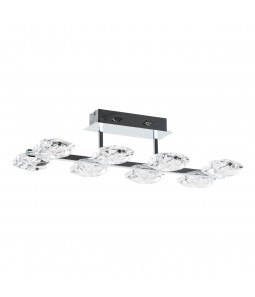Griestu lampa Italux Luxor kolekcija hroma krāsā ar kristāla kupoliem 8xG4 MX7124-8A
