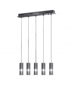 Griestu lampa Italux Sople kolekcija hroma krāsā ar kristāla kupoliem 5xG4 MD4512-5A