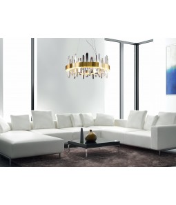 Griestu lampa Maxlight Prince kolekcija zelta krāsā ar kristāliem Ø60cm 31W 3200K P0421